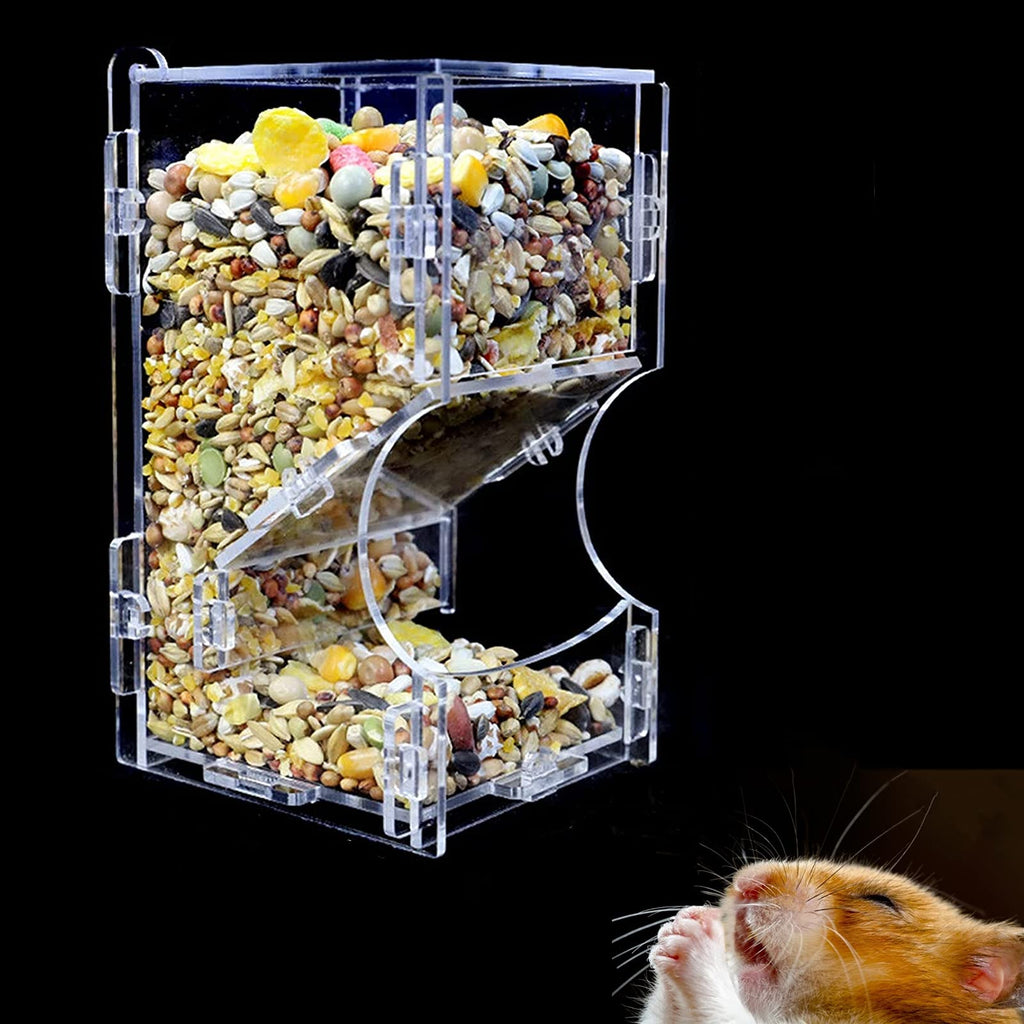 Automatic Hamster Feeder, DIY Transparent Acrylic Hamster Food Dispenser Automatic Gravity Feeder for Feeding Hamsters, Guinea Pigs, Mini Hedgehogs, Pigeons, Parrots, Birds white - PawsPlanet Australia