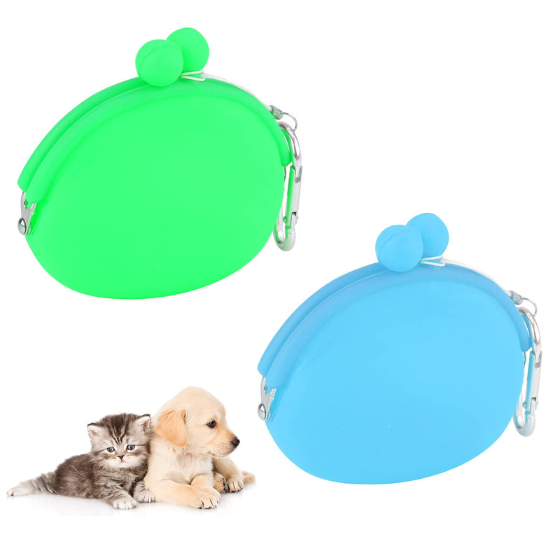 Jodsen Dog Cat Treat Pouch,2 Pcs Treat Bag for Dog Training,Silicone Portable Dog Treat Bags with button,Pet Food Container Auto Closing,Multi-Purpose Pouch Coin Purse Key Case Blue+Green - PawsPlanet Australia