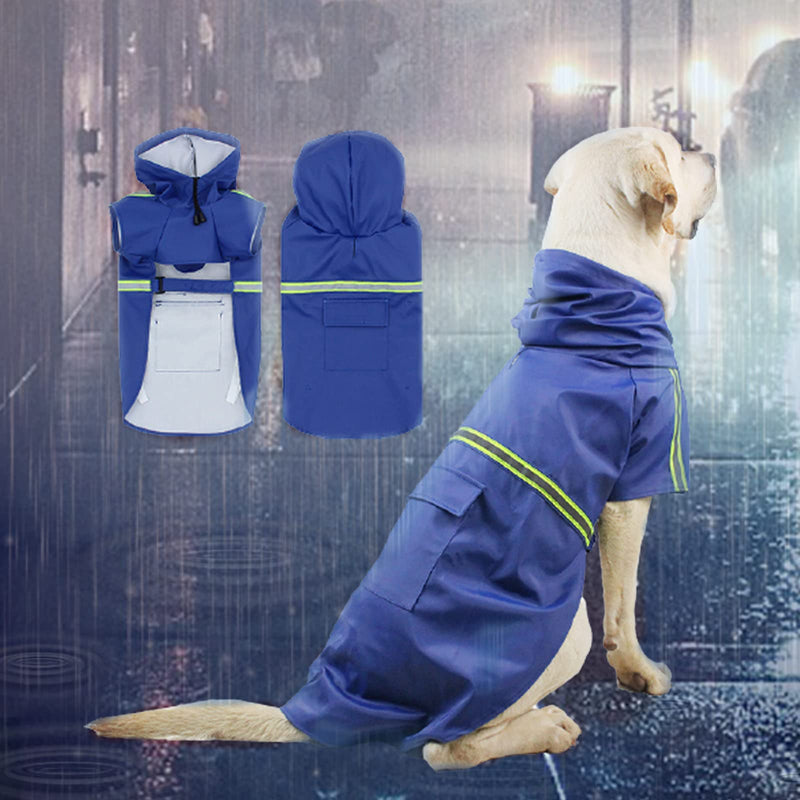 Dog Raincoat with Hood,Collar Hole, Adjustable Lightweight Raincoat, 100% Waterproof Ultra-Light Breathable Rainwear Rain Jacket with Safe Reflective Strips for Small Medium Large Dogs, blue (S) S - PawsPlanet Australia