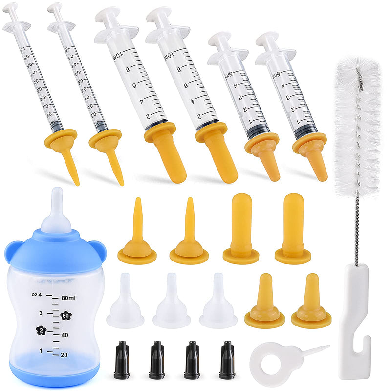 winbarry Puppy Syringe Feeder,Puppy Feeding Bottles,Pet Syringe Original Nipple with Syringe,Best Suited for Small Mammals Neonates Week Old Kittens Puppy Feeding Kit - 21 Pack - PawsPlanet Australia