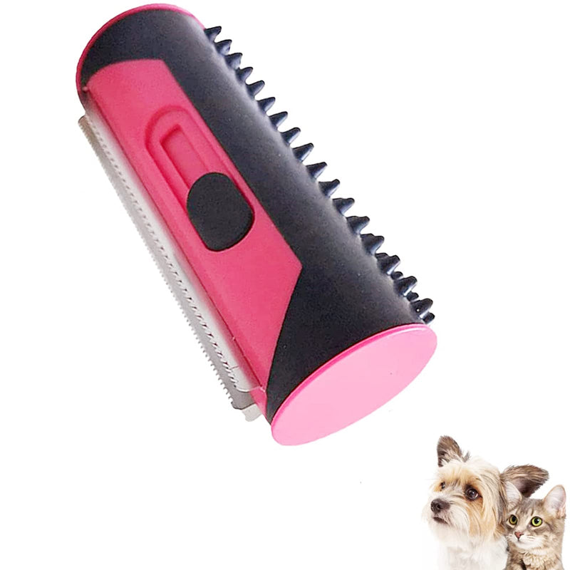 3-in-1 Undercoat and Depilatory Brush, Reusable Pet Hair Remover Roller Deshedding Tool for Dogs, Cats and other Pet (Pink) Red - PawsPlanet Australia