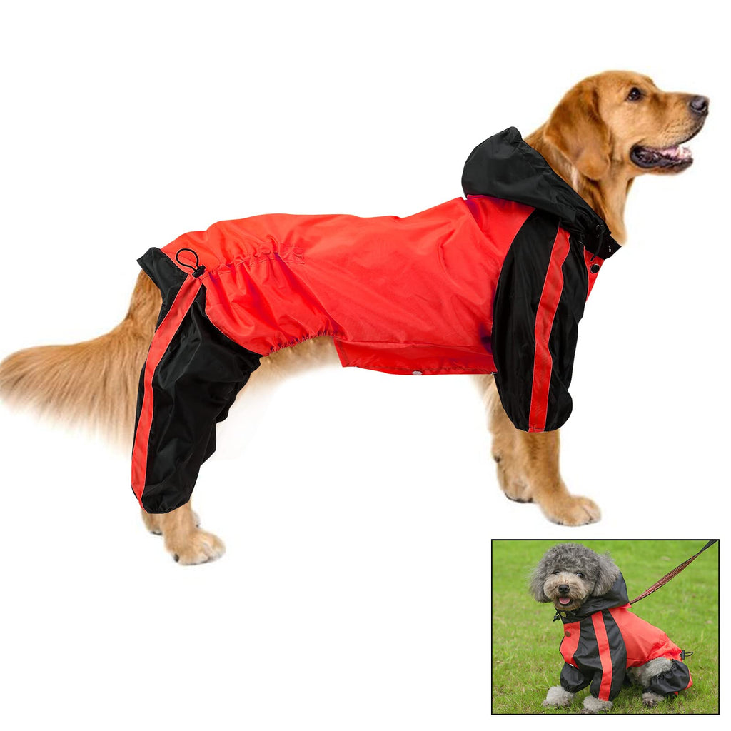 Dog Raincoats Waterproof, Dog Hooded Raincoat, Coat Rain Jacket for Dogs, Dog Raincoat With Hood, Lightweight Adjustable Outdoor Rain Poncho Rain Gear Jumpsuit for Small Medium Dog-XS-Red XS Red - PawsPlanet Australia