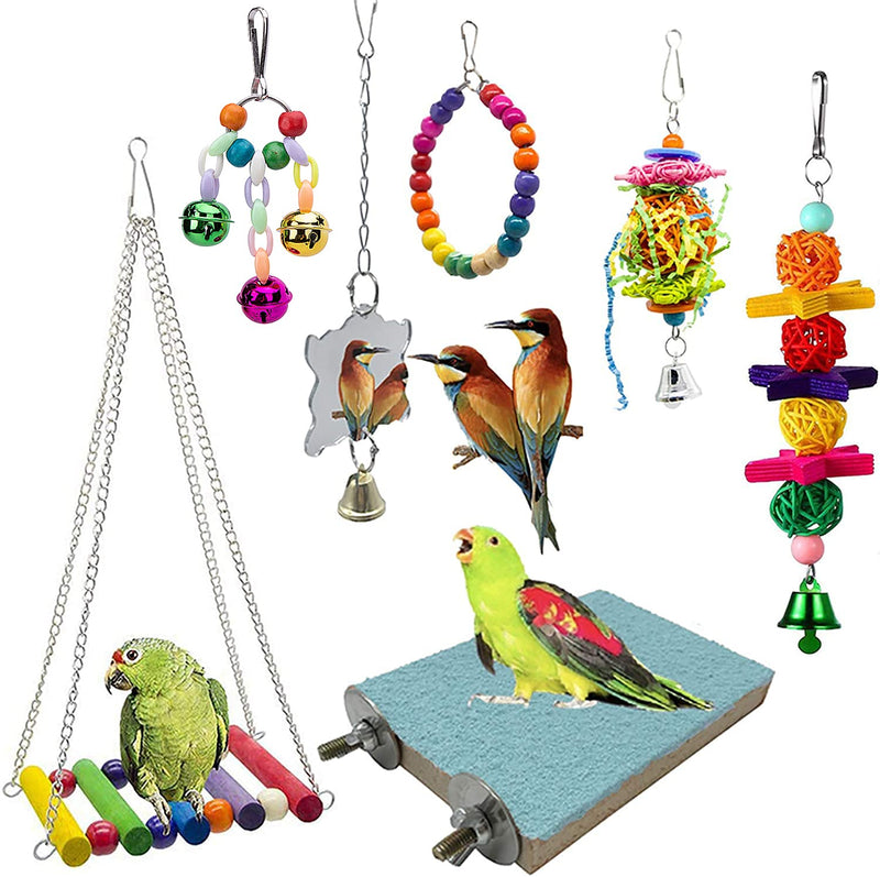 GIONAR Bird Swing Chewing Toys Parrot Hammock Bell Toys Parrot Cage Toy Bird Perch with Wood Beads Hanging for Small Parakeets, Cockatiels, Conures, Finches,Budgie,Parrots, Love Birds - PawsPlanet Australia