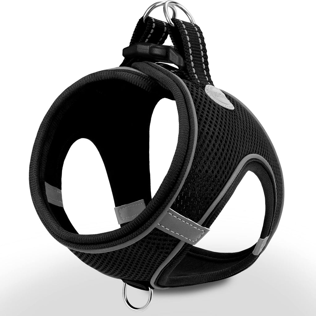 Joytale Step in Dog Harness,Soft Mesh Reflective Breathable Vest Harnesses,Easy Walk Harness with Safety Buckle for Cat and Puppies Dogs,XXXS,Black XXXS--Chest: 25-29cm (Pack of 1) Black - PawsPlanet Australia