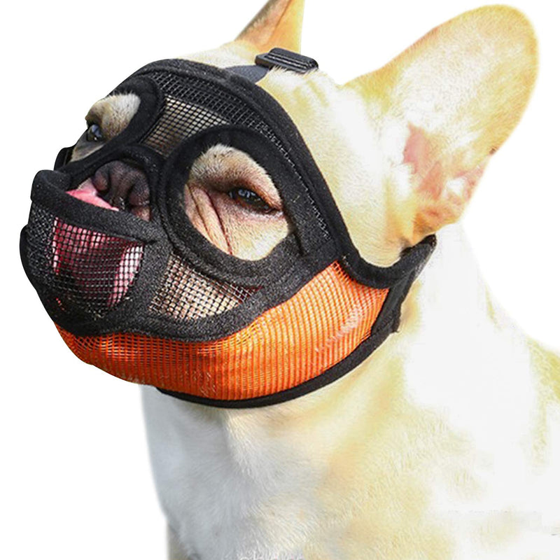 Short Snout Dog Muzzle - Adjustable Breathable Mesh Bulldog Muzzle , Dog Mask for Barking Biting Chewing Training (Size XXS) Size XXS - PawsPlanet Australia