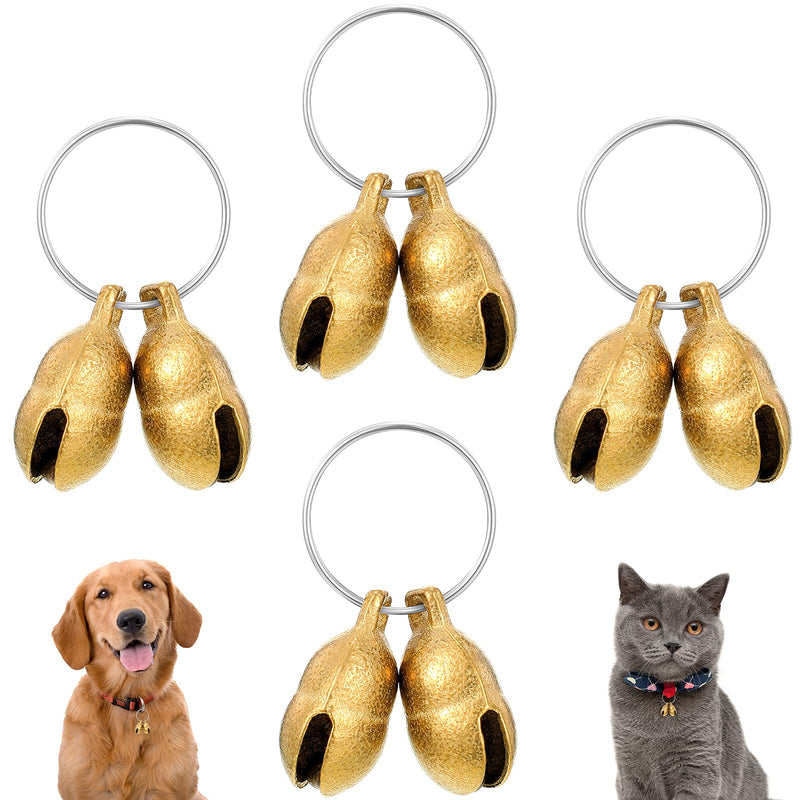 8 Pieces Loud Metal Cat and Dog Bell Peanut Shape Pet Tracker Small Dog Collar Bell Handmade Hanging Bell Vintage Small Bell with 4 Pieces Pendant Key Rings Pet Supplies for Pets Outdoor Daily Use - PawsPlanet Australia