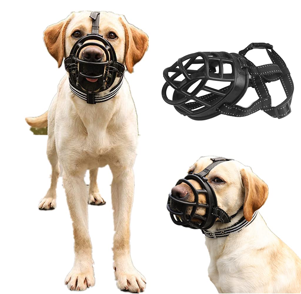 Dog Muzzle, Soft Silicone Basket Muzzle for Pet Dogs Mouth Cover Anti-Biting,Barking and Chewing for Medium and Large Dogs With Reflective Adjustable and Breathable Dog Mouth Cover - PawsPlanet Australia