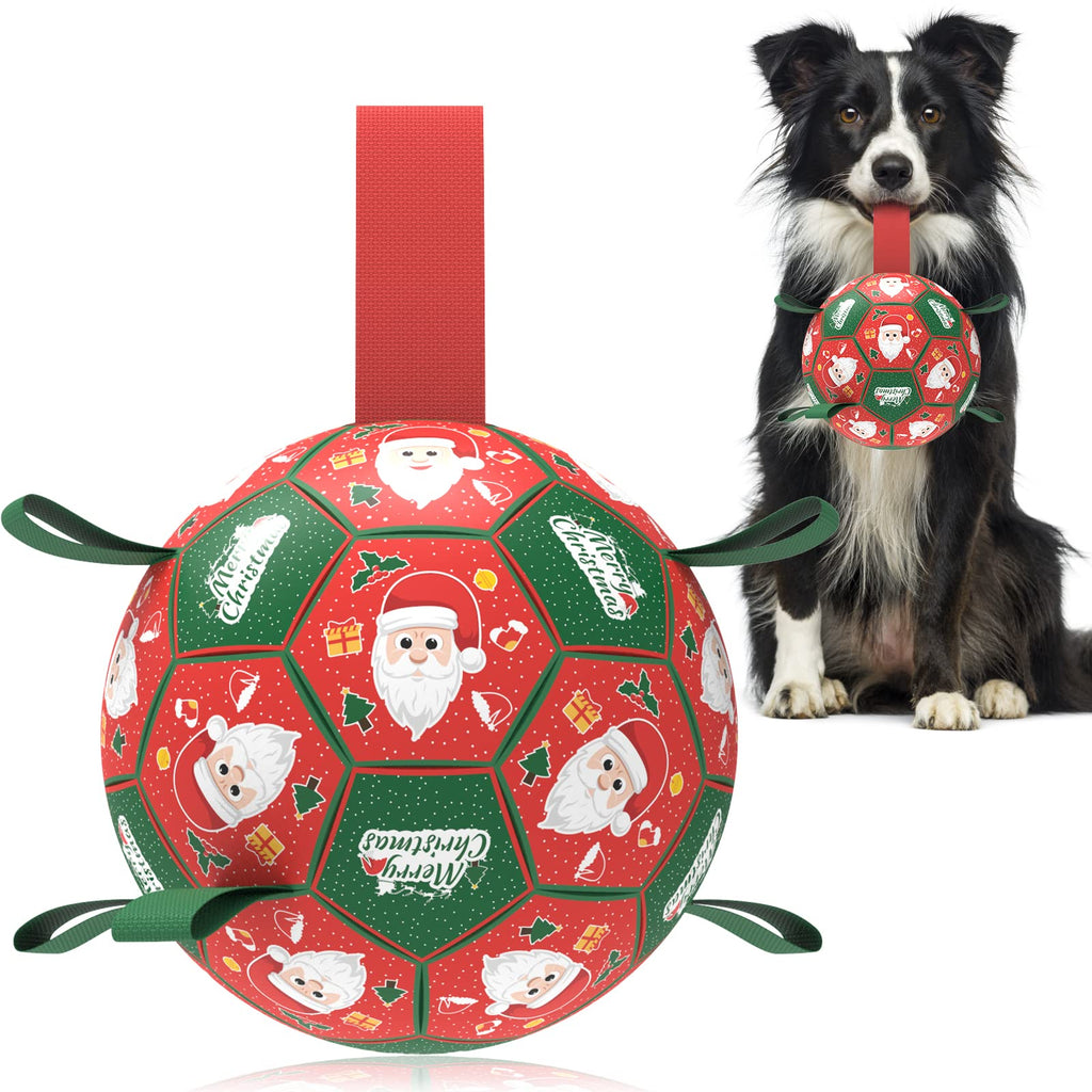 Dog Toys, HETOO Interactive Dog Football Toys with Grab Tabs,Dog Water Toy Indoor & Outdoor (Size 2-Christmas) Size 2-Christmas - PawsPlanet Australia