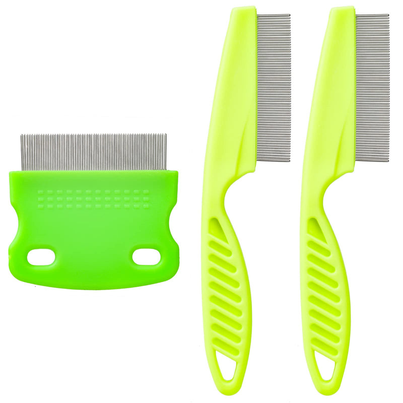 3 Pcs Flea Combs, Stain Remover Pet Combs for Cat Dog Fleas Lice Tear Fine Tooth Grooming Removal Tool, green - PawsPlanet Australia