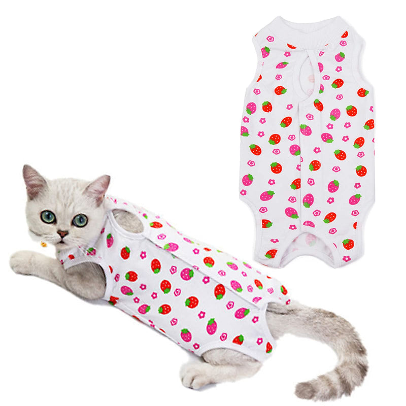 HACRAHO Recovery Suit for Cat, 1 PCS Strawberry Cat Recovery Suit Breathable E-Collar Alternative for Cats and Dogs, L - PawsPlanet Australia