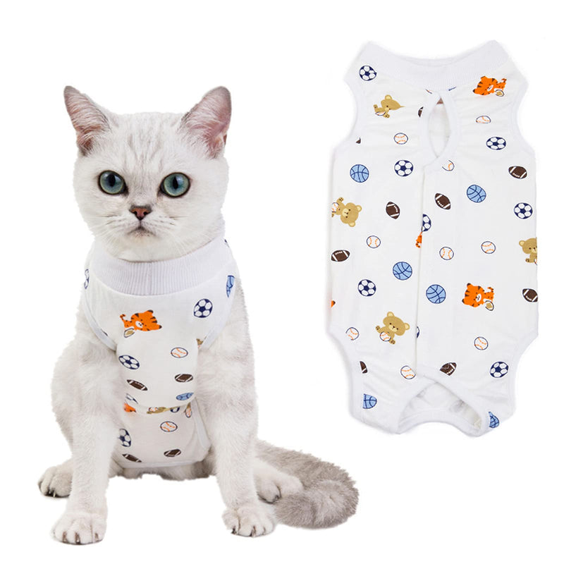 HACRAHO Cat Recovery Suit, 1 Pack Cat Surgical Recovery Suit with Football Pattern Soft Cotton After Surgery Wear for Cats Dogs Pets, Chest Girth 13.39" - PawsPlanet Australia