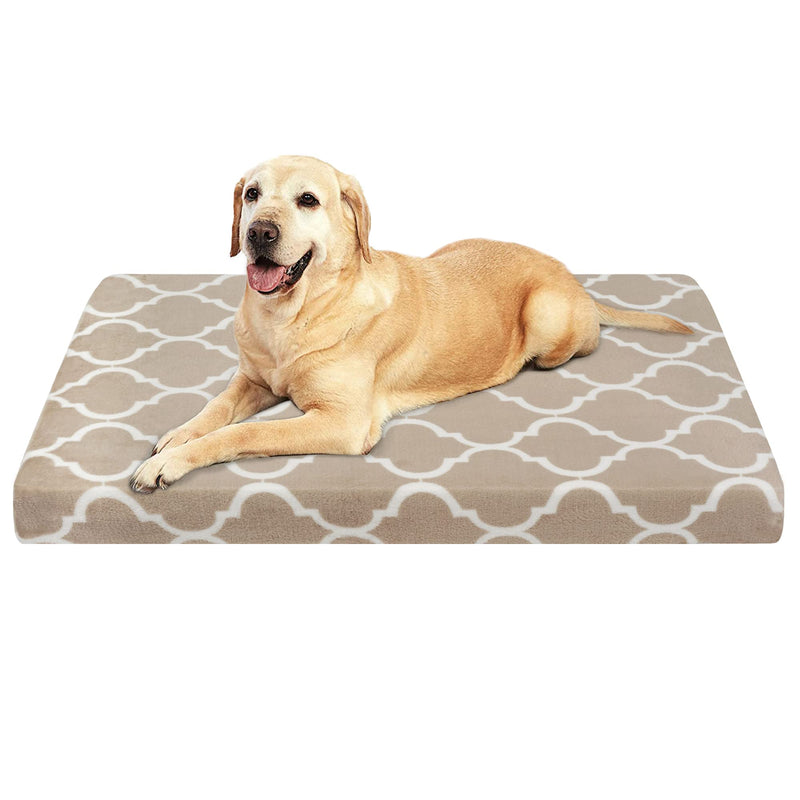 KROSER Reversible Large Dog Bed (Warm & Cool), 61cm Dog Mat Mattress with Non-Slip And Waterproof Linings, Removable Machine Washable Cover, Firm Support Pet Mat for Dogs and Cats Up to 41kg, Brown XL - PawsPlanet Australia