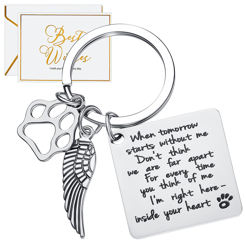 Batiyeer Dog Memorial Gifts Dog Remembrance Keychain Loss of Pet Paw Prints Memorial Dog Keyring with Paper Card Envelope Keychain Jewelry Sympathy Gift for Loss Dog Pet Cat Keepsake Decor - PawsPlanet Australia