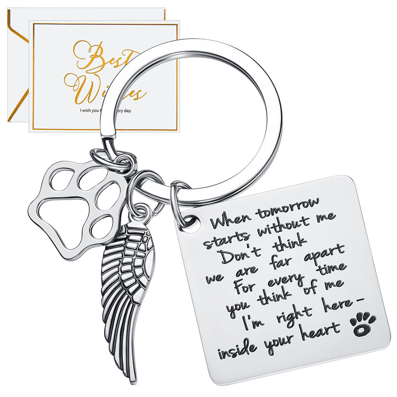 Batiyeer Dog Memorial Gifts Dog Remembrance Keychain Loss of Pet Paw Prints Memorial Dog Keyring with Paper Card Envelope Keychain Jewelry Sympathy Gift for Loss Dog Pet Cat Keepsake Decor - PawsPlanet Australia