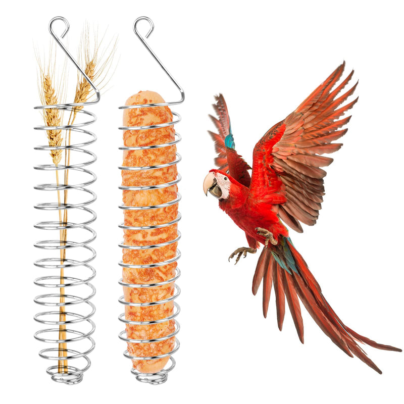 Bubuyun 2PCS Hanging Parrot Feeder Bird Fruit Holder Skewer Hanging Parrot Feeder Stainless Steel Bird Skewer for Parrot Bird(15.5×4.4cm) - PawsPlanet Australia