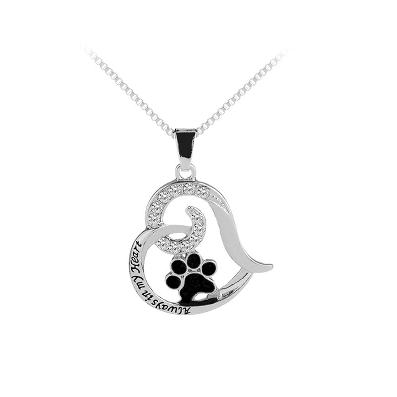 Sympathy Gift for Pet Dog Memorial Gifts for Dogs Paw Print Necklace - Always in My Heart Necklace - PawsPlanet Australia