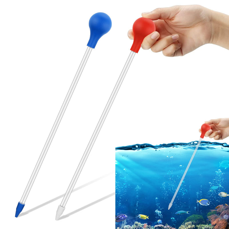 Molain Coral Feeder, 2 Pcs Acrylic Marine Fish Reef Feeding Tube, 13.7 Inch Coral Food Tool for Reef/Anemones/Brine Shrimp Most Aquarium Organisms (Blue+Red) - PawsPlanet Australia