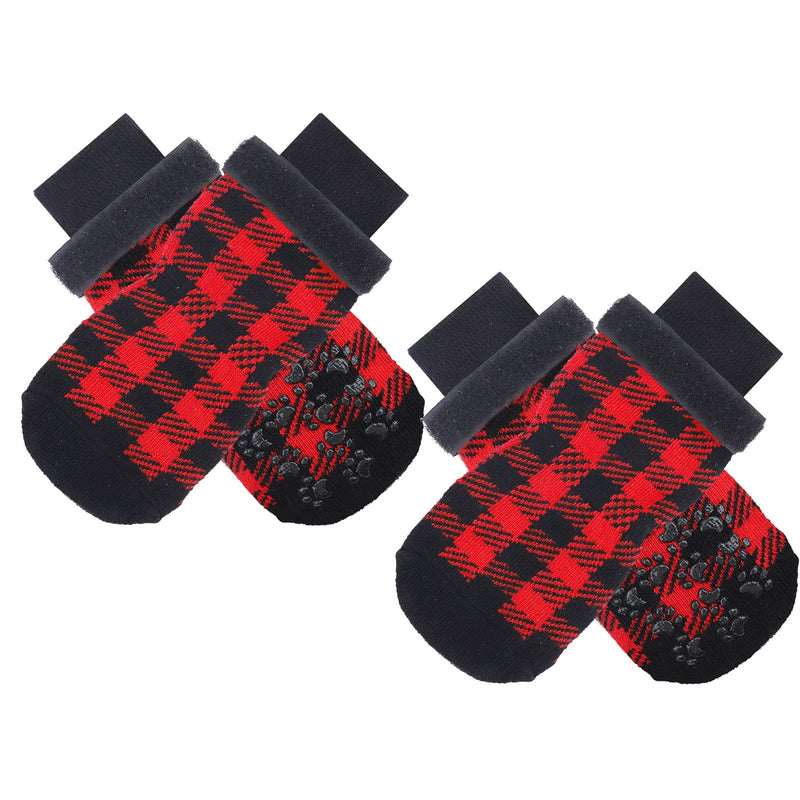 4 Pieces Anti-slip Dog Socks,Anti-slip Dog Paw Protector Dog Boots Non Skid Knit Pet Socks Paw Protectors Boots with Adjustable Straps Dog Shoes Rubber Sole for Pet Indoor Outdoor Walking S - PawsPlanet Australia