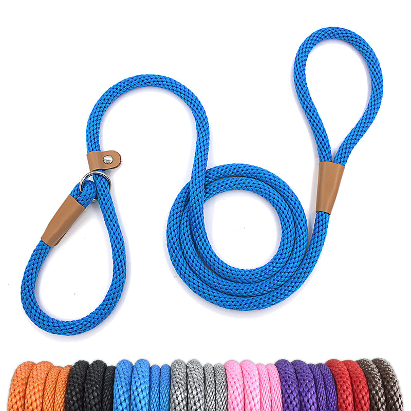 lynxking Dog Leash Slip Rope Lead Leash Strong Heavy Duty Braided Rope No Pull Training Lead Leashes for Medium Large and Small Dogs Small 3/8in x 6ft Blue - PawsPlanet Australia