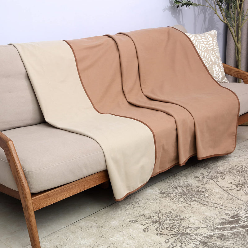 Catalonia Classy Waterproof Blanket for Sofa, Washable Couch Cover Bed Protector, Reversible Soft Blanket Throw for dogs 203 x 152cm Dk Taupe/Lt Taupe Dk Taupe / Lt Taupe - PawsPlanet Australia