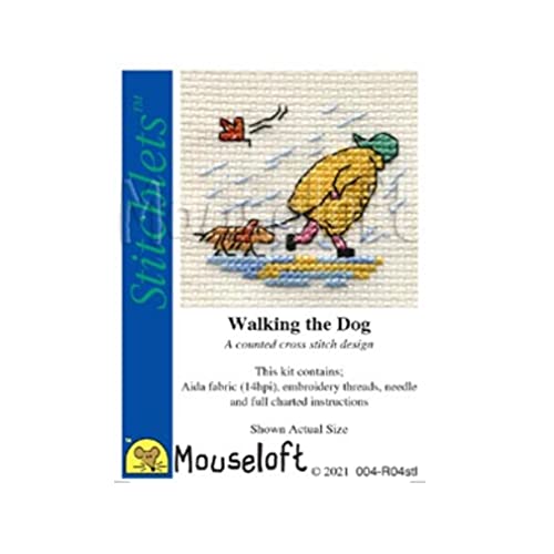 Mouseloft Walking the Dog - mini counted cross stitch kit - PawsPlanet Australia