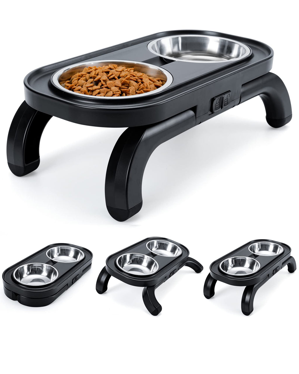 Elevated Cat Bowls with Stand Tilted Adjustable, Raised Pet Bowl for Cats and Small Dog 2 Stainless Steel 15°Tilted Cat Feeding Bowls (2x380ml) - PawsPlanet Australia