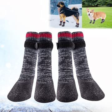 QUACOWW 2 Pairs Dog Socks Anti-slip Dog Paw Protector Waterproof Rubber Bottom Dog Shoes Rubber Sole Dog Boots with Adjustable Straps for Indoor Outdoor Wear (large size) - PawsPlanet Australia