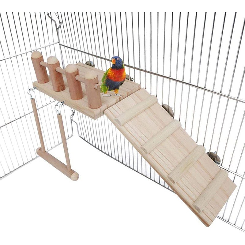 TeTupGa Hamster Bird Perches Cage Toys Parrot Wooden Platform With Climbing Ladder Playing Gyms Exercise Stands Wood Swing Chewing Toys Sets For Animals Green Cheeks, Baby Lovebird, Chinchilla, Budgie - PawsPlanet Australia