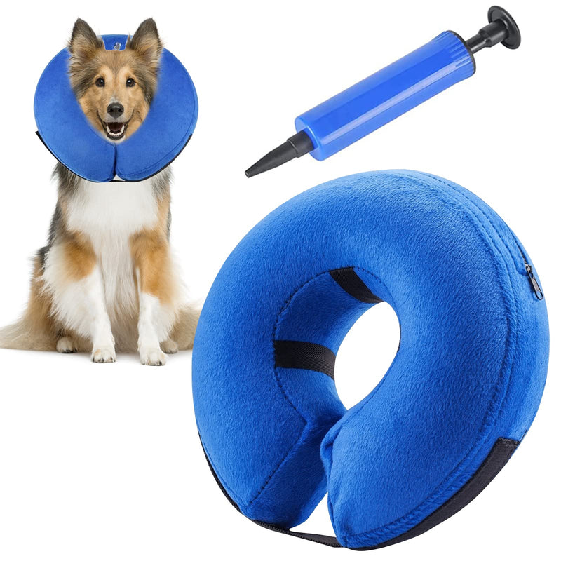 AKOFIC Inflatable Collar for Dogs and Cats, Comfy Dog Protective Inflatable Cone Pet Recovery Collar, Soft Adjustable Inflatable Basic Dog Collars for Recovery from Surgery or Wounds (Small, Blue) Small - PawsPlanet Australia