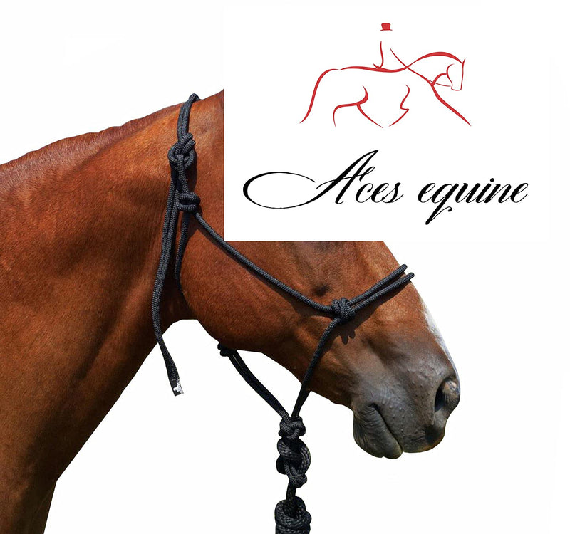 Aces Equine Horse Rope Halters Headcollars With Lead, 4 Knot, Natural Horsemanship, Cob/Full Black Color - PawsPlanet Australia