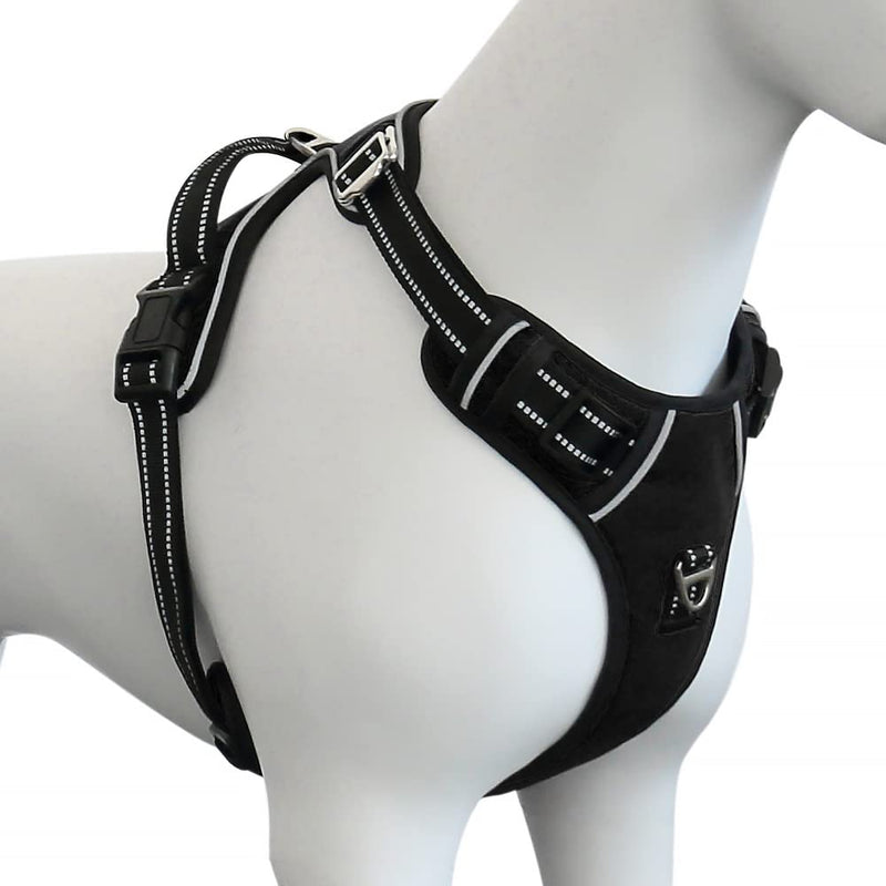Plutus Pet No Pull Dog Harness, Release at Neck, Adjustable Reflective No-Choke Dog Vest Harness, Soft Padded with Easy Control Handle, for Small Medium Large Dogs (S, Black) - PawsPlanet Australia