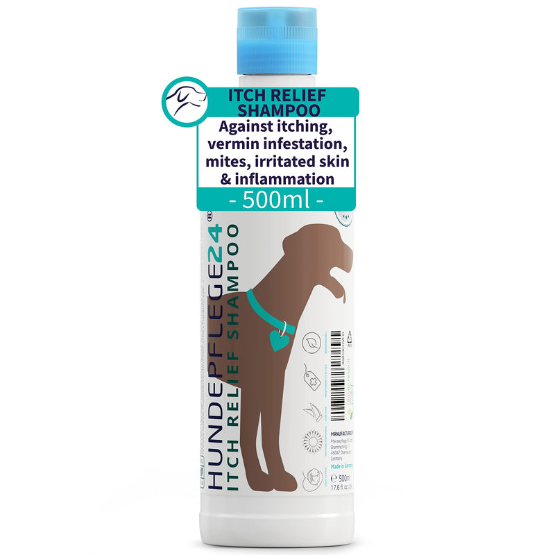 Hundepflege24 Natural Dog Shampoo For Itchy Skin - Antibacterial, AntiFungal & Antimicrobial - Mild & Natural, Preservative Free, Fragrance Free - With Soothing Chamomile - 500ml - PawsPlanet Australia