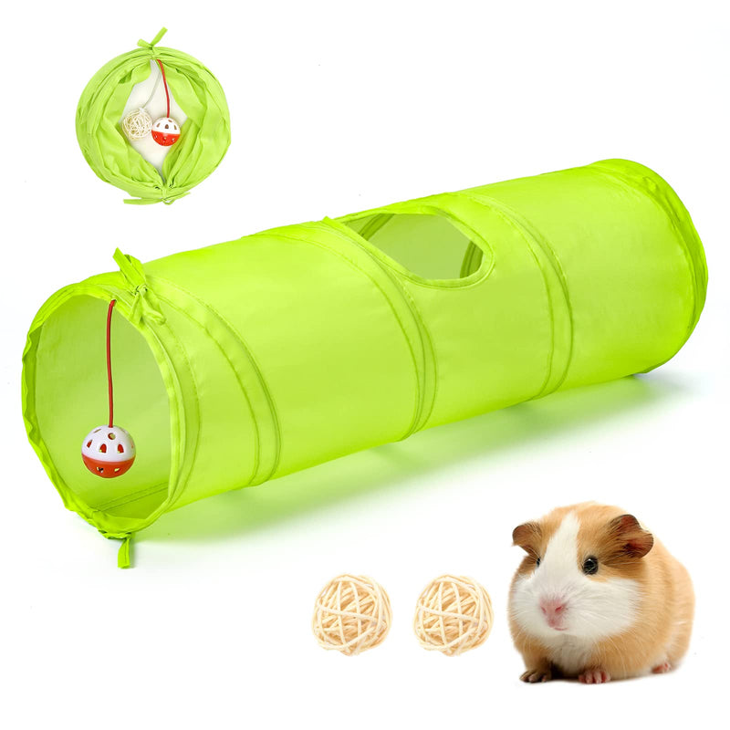 Pawaboo Small Animal Fun Tunnel, Collapsible Hamsters Play Tube Tunnel, Pet Interactive Toy with 3 Pack Play Balls and one Bell for Hiding Training Chinchillas, Guinea Pigs, Gerbils, Hamsters, Bunny Fluorescent Green - PawsPlanet Australia