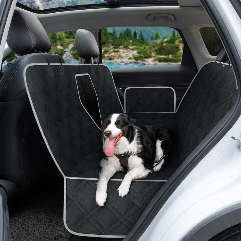 Toozey Dog Car Seat Cover, Waterproof & ScratchProof, with Mesh Visual Window, Dog Car Cover with Side Flaps, Pet Rear/Back Seat Protector, Bench Style, Fit for Car, SUV, Wagon Black - PawsPlanet Australia