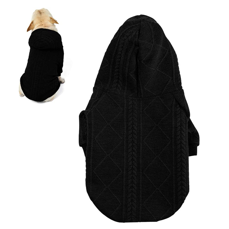 meioro Pet Dog Clothes Soft Dogs Knitwear Coat Hooded Dog Sweater Dog Knit Jumper with Zipper Pet Clothing Warm Winter Puppy French Bulldog Pug (Black, XS) Black - PawsPlanet Australia