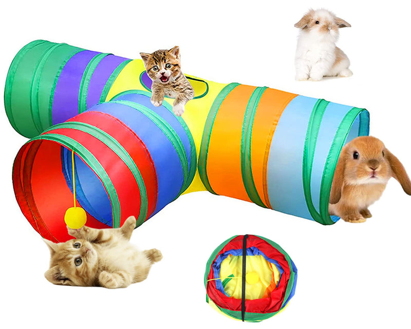 SUPJADE Rabbit Bunny Cats Tunnels-Toys - Tube Collapsible 3 Way Rabbit Guinea Pigs Hides Hideout Small Animal Activity Toys Kitten Tunnel Tube - PawsPlanet Australia
