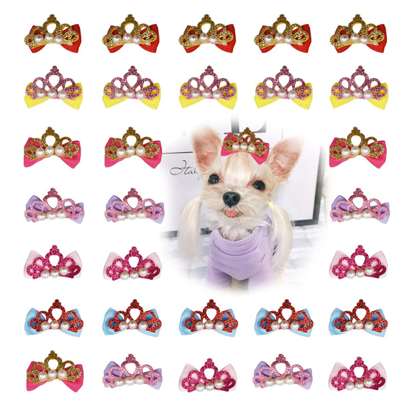 NC WideSmart 30 Pieces Dog Bows, Multicoloured Pet Bow Pet Hair Accessories Dog Cat Mini Butterfly DIY Headpiece Crown Girls Pet Cat Dog Care Accessories Headpiece Headpiece - PawsPlanet Australia