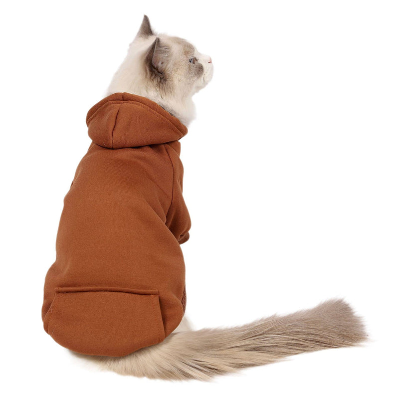 Losuya Dog Hoodies Clothes Pet Cat Cotton Warm Hoodies Coat Sweater for Small Dogs Cats (Coffee, XS) Coffee X-Small - PawsPlanet Australia