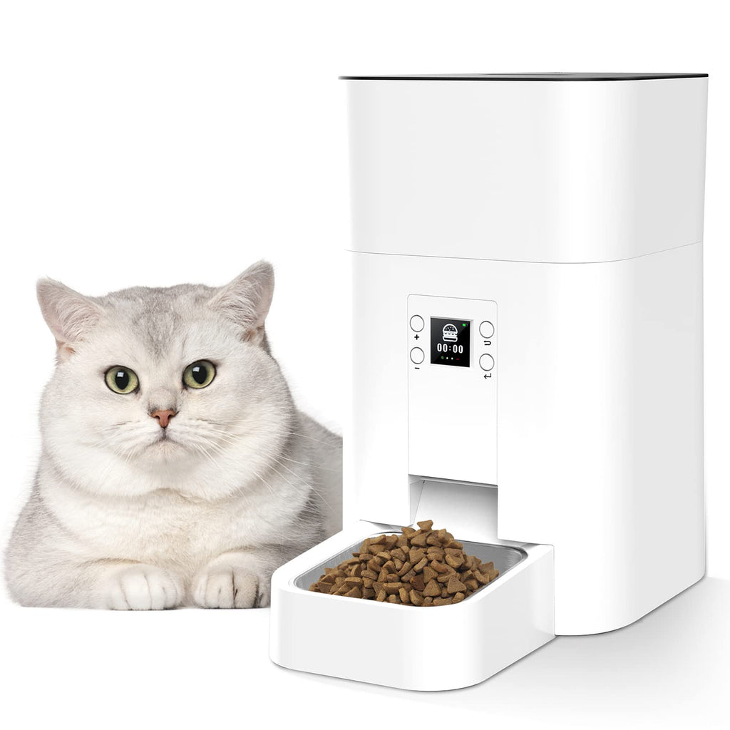 Automatic Cat Feeder, Pet Feeder, Automatic Pet Feeder with LCD, Stainless Steel Dry Food Dispenser with Feeding Bowl, Operates on Batteries or Electricity, Timer Programmable, 1-4 Meals per Day 4.5L - PawsPlanet Australia