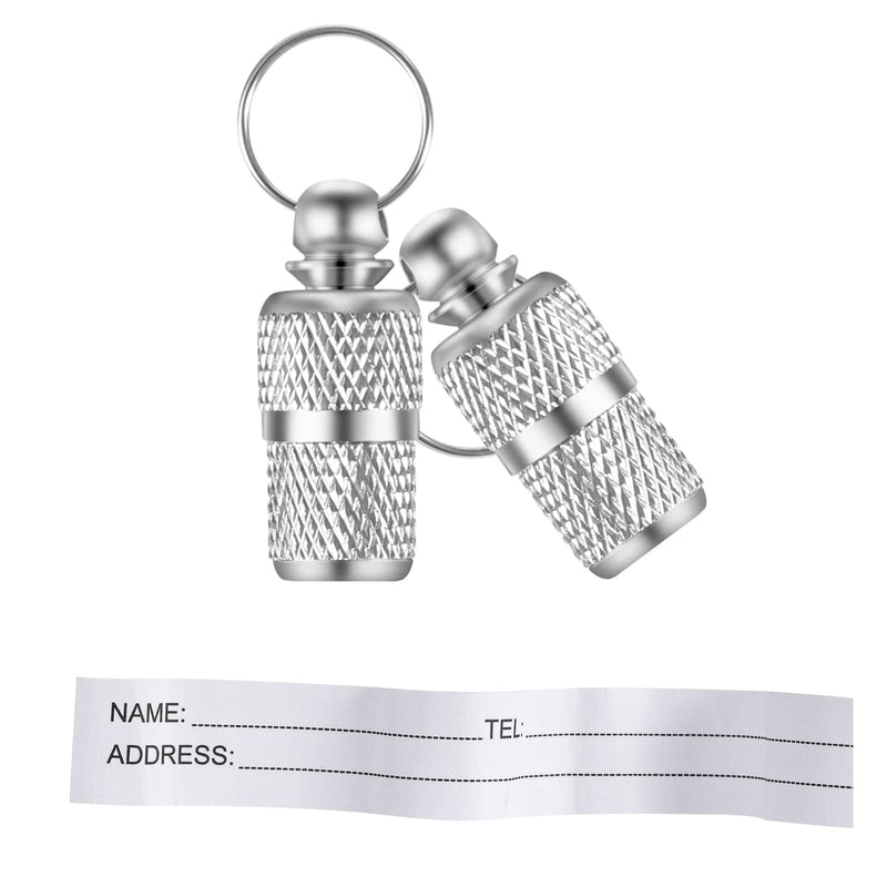 Winkwinky 2 Pcs Pet ID Tags,Stainless Silver Anti Lost Pet Tube Tag for Collar of Dog Cat Steel Cat Dog Tag Barrel Pet Gift Tag Supplies - PawsPlanet Australia