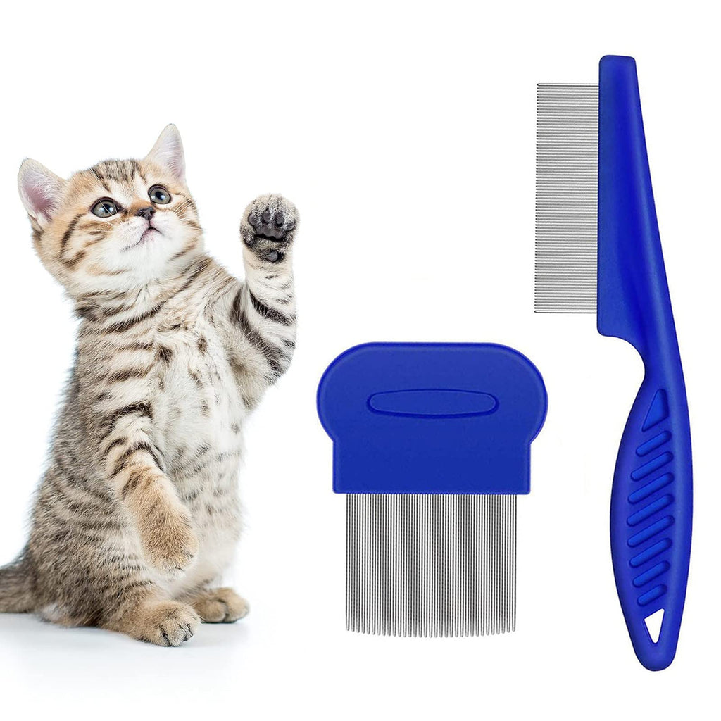 2 Pcs Pet Comb for Cat Dog Flea Lice Tear Stain Remover Combs Fine Tooth Grooming Removal Tool For Long-hair Cat - PawsPlanet Australia