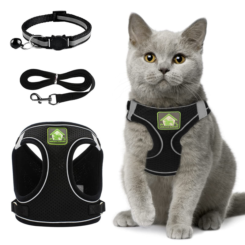 Cat Collars Harnesses and Lead Set Kitten Walking Escape Proof Adjustable Lead Vest Set For Ferret Puppy Rabbit,Kitten Lead and Harness Set with Reflective Strip Breathable Soft Mesh Cat Jacket(XS) XS - PawsPlanet Australia
