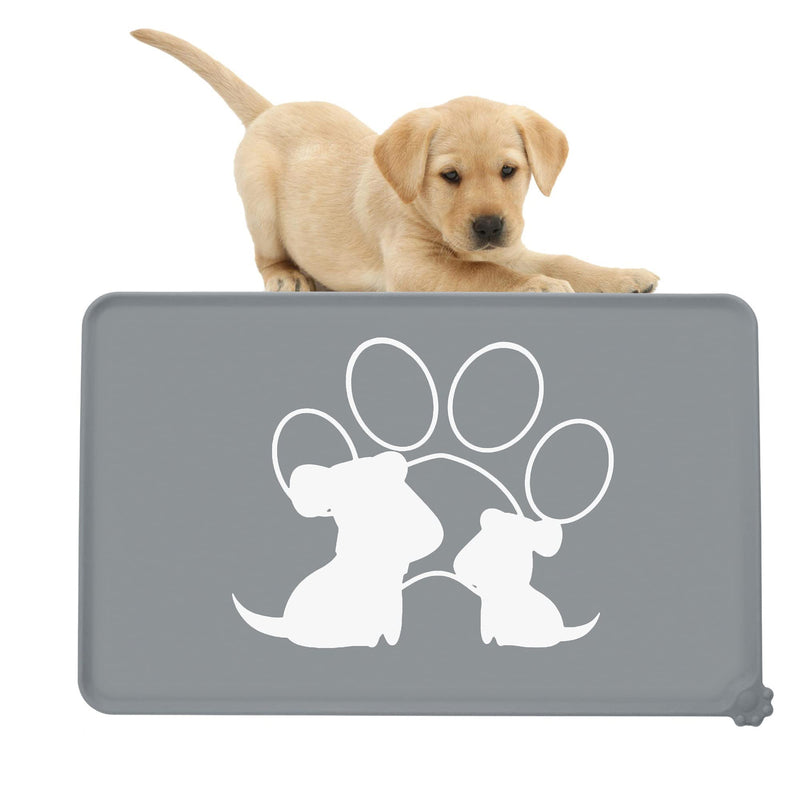 LeashPotato Dog Cat Food Mat Dog Bowl Mat Pet Waterproof Dog Cat Feeding Mat Silicone Non Slip Dog Mat For Bowls (Grey Dog) Grey Dog - PawsPlanet Australia