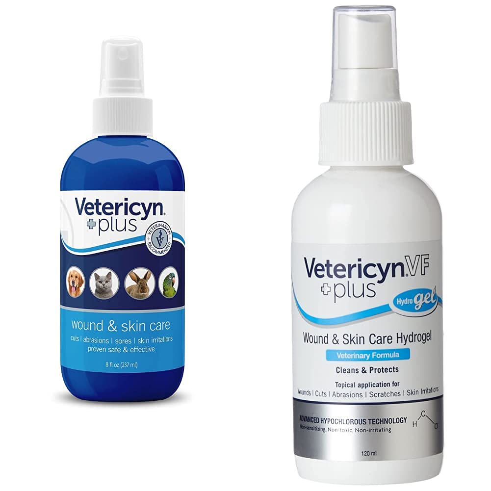 Vetericyn Wound and Skincare - Liquid Spray - 236ml & Plus VF Wound and Skin Care Hydrogel, 120 ml - PawsPlanet Australia