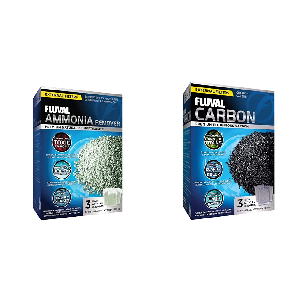 Fluval Ammonia Remover (3 x 180G) & Activated Carbon 3 x 100g Sachets + Activated Carbon 3 x 100g Sachets - PawsPlanet Australia