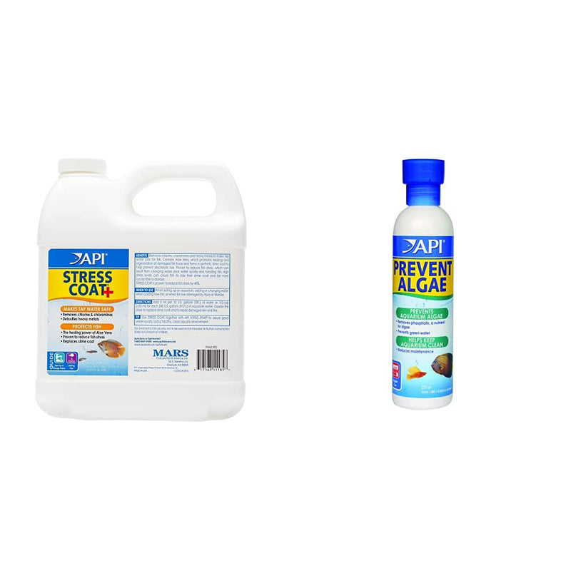 API Stress Coat Aquarium Water Conditioner, 1.9 Liter Bottle & Prevent Algae Aquarium Algae Control Solution, 237 ml Bottle 1.9 l (Pack of 1) + Algae Control Solution, 237 ml Bottle - PawsPlanet Australia