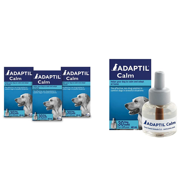 ADAPTIL Calm 30 Day Refill x 3, Helps Dog Cope with Behavioural Issues and Life Challenges 48ml x 3 & Calm 30 day Refill, helps dog cope with behavioural issues and life challenges - 48ml + Calm 30 day Refill, 48ml - PawsPlanet Australia