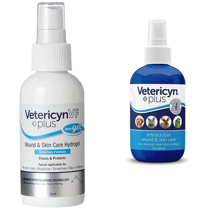 Vetericyn Plus VF Wound and Skin Care Hydrogel, 120 ml & Wound and Skincare - Liquid Spray - 89ml 120 ml (Pack of 1) + Wound and Skincare - Liquid Spray - 89ml - PawsPlanet Australia