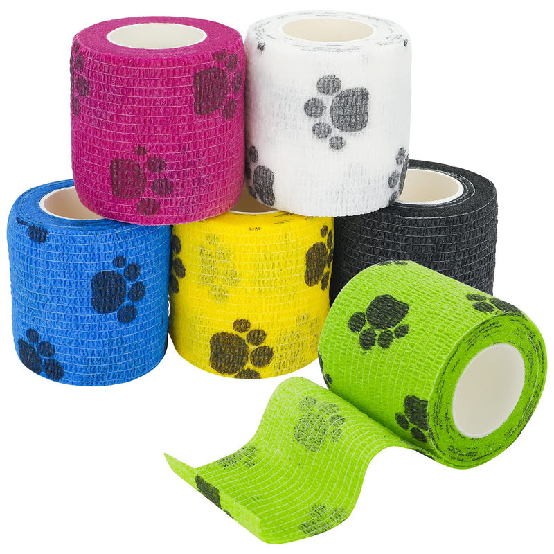Popuppe 6 Rolls Self Adhesive Bandage Cohesive Bandages Pet Vet Wrap Non-woven Elastic Bandages Wrap Tape for Finger, Sports and Stretch Athletic, 5cm x 4.5m - PawsPlanet Australia