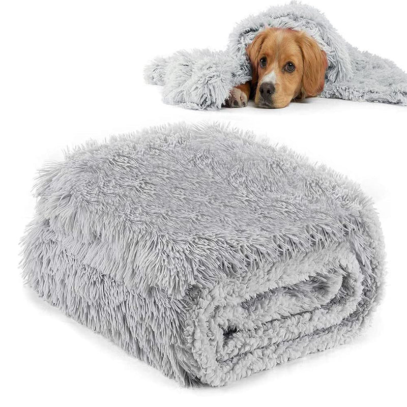 CHMMY Fluffy Dog Blanket, Soft Cat Blanket, Fleece Blanket, Washable Deck for Pets, Dogs, Cats, Puppies, Soft Warm Mat for Pets, Dogs, Cats, Puppies Grey L: 75*100cm - PawsPlanet Australia